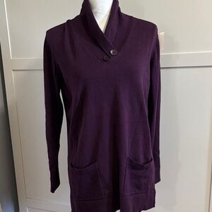 JEANNE PIERRE Deep Purple Cowl Neck Sweater
